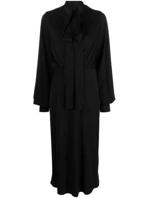 Sportmax attached-scarf silk-blend midi dress - Black - zdjęcie produktu nr 1