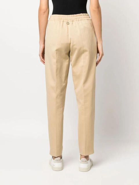 TWINSET drawstring-waist logo-plaque trousers - Neutrals