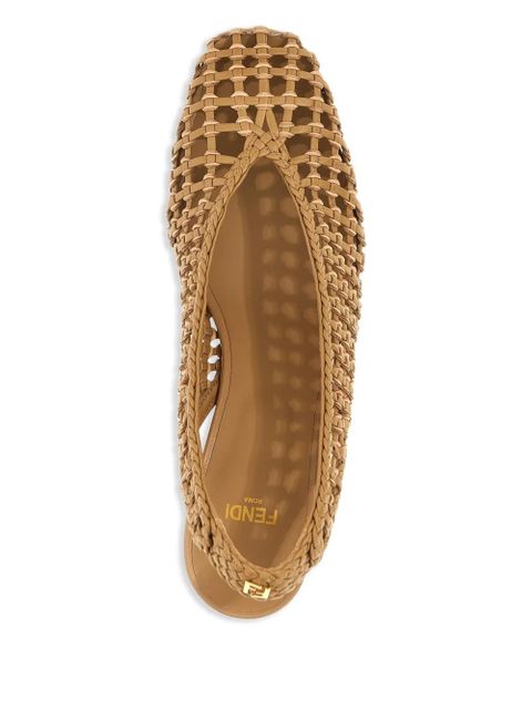 FENDI 46mm woven slingback pumps - Brown