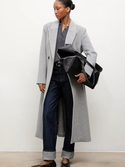 Answear Lab płaszcz wełniany kolor szary przejściowy dwurzędowy - zdjęcie produktu nr 1