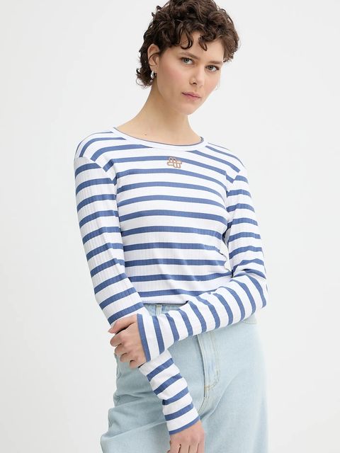 MUNTHE longsleeve bawełniany POTE kolor niebieski 252110225264 - zdjęcie produktu nr 1