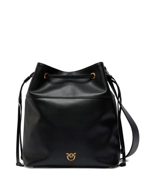 PINKO drawstring leather medium bucket bag - Black - zdjęcie produktu nr 1