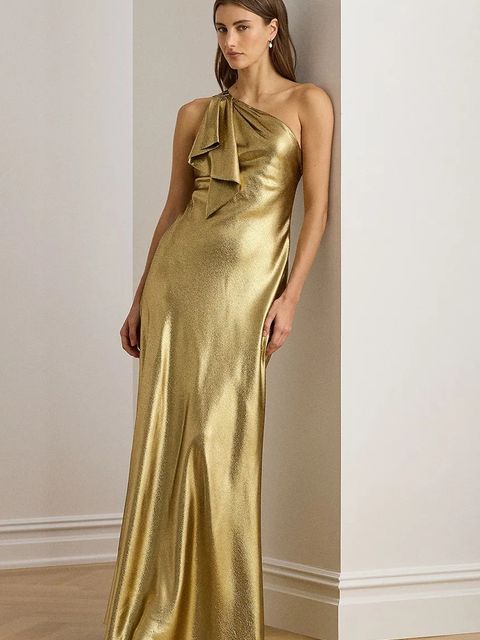 Lauren Ralph Lauren sukienka kolor złoty maxi prosta 253918412