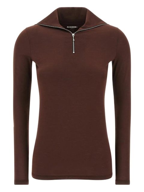 Jil Sander half-zip collar sweatshirt - Red - zdjęcie produktu nr 1