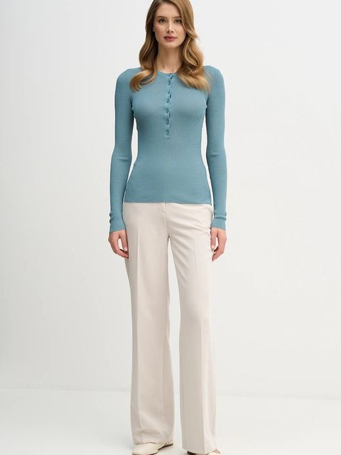 Sisley sweter damski kolor turkusowy lekki 19EQM2024