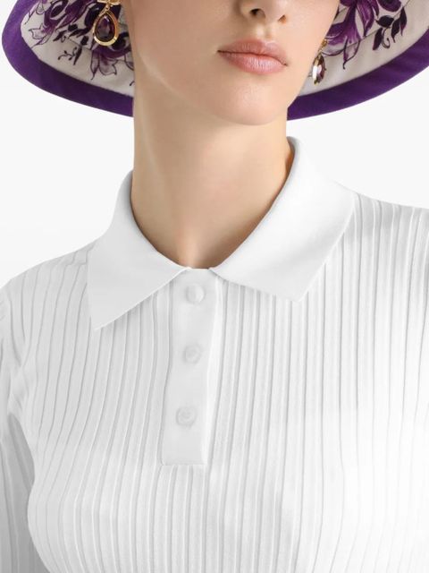 Dolce & Gabbana ribbed polo top - White