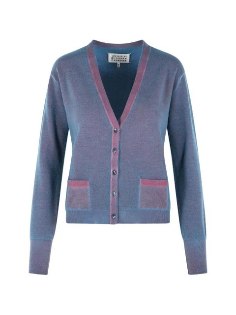 Maison Margiela patch-pocket V-neck cardigan - Blue - zdjęcie produktu nr 1