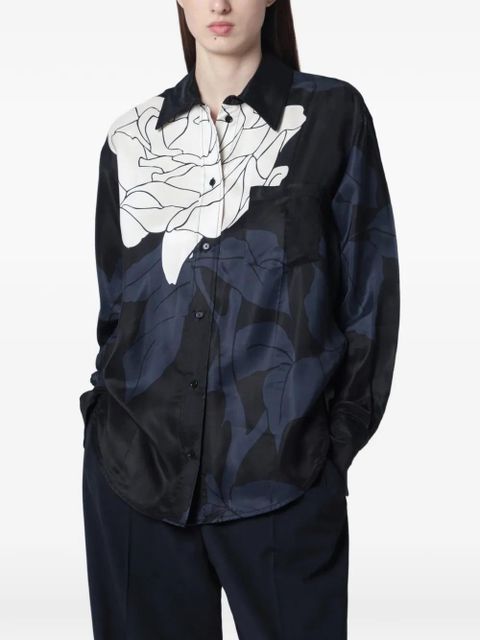 Victoria Beckham floral-print pyjama shirt - Black - zdjęcie produktu nr 1