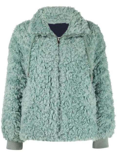 Yves Salomon drawstring shearling jacket - Green - zdjęcie produktu nr 1