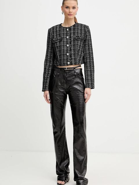 Guess marynarka SANDRA kolor czarny jednorzędowa wzorzysta W5BN63 W2382 - zdjęcie produktu nr 2