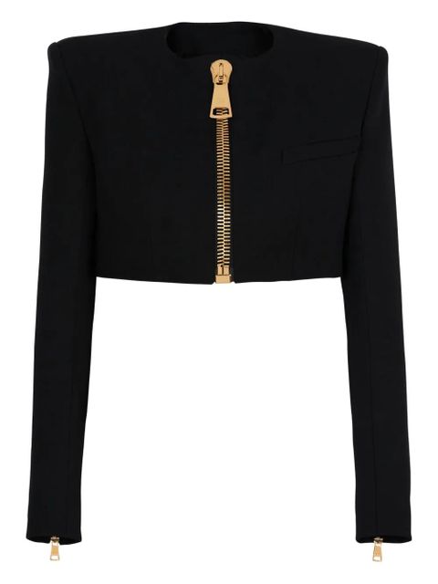 Balmain padded-shoulder zip-front jacket - Black - zdjęcie produktu nr 1