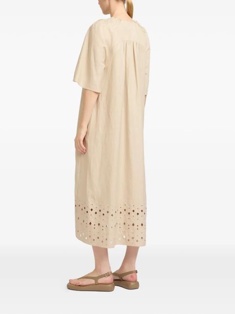 Yves Salomon embroidered-detail midi dress - Neutrals