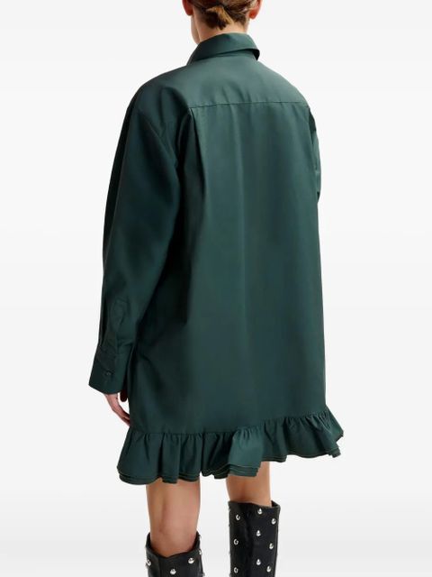 Essentiel Antwerp flower-embellished ruffled-hem mini dress - Green