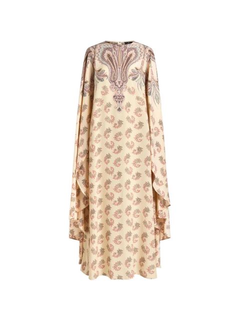 ETRO cape placed-print silk dress - Neutrals - zdjęcie produktu nr 1