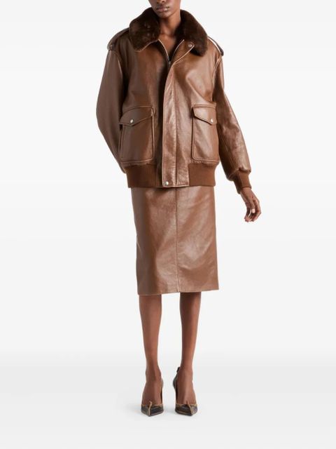 Prada leather pencil skirt - Brown