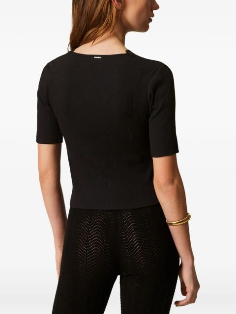 TWINSET V-neck knitted blouse - Black