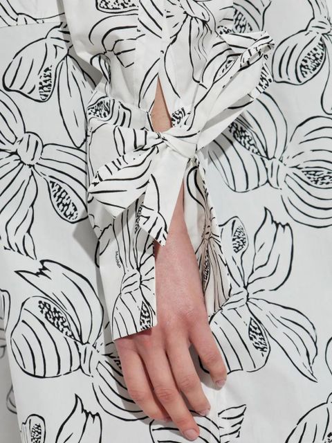 Max Mara bow-print tied-cuff shirt - White