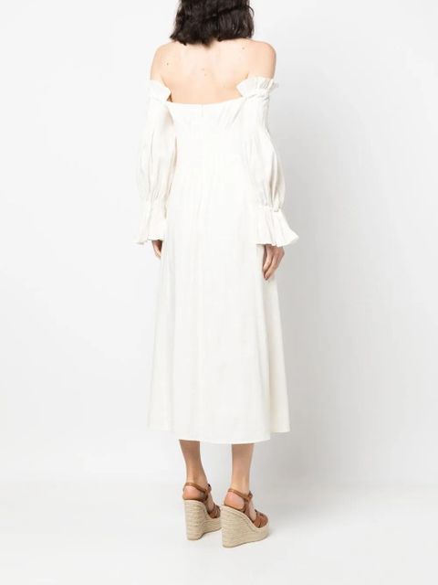 Cult Gaia cold-shoulder ruffle-sleeve dress - Neutrals