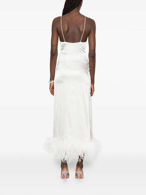 Oséree feather-trim midi dress - White