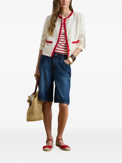 Lauren Ralph Lauren logo-embroidered striped T-shirt - Neutrals - zdjęcie produktu nr 2