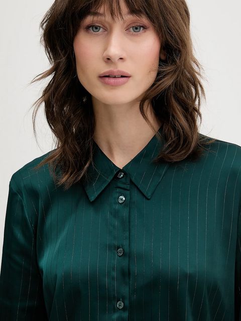 HUGO koszula damska kolor zielony regular z kołnierzykiem klasycznym 50548421