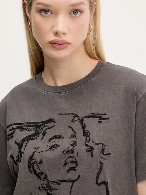 Desigual t-shirt bawełniany BUDAPEST damski kolor szary 25WWTK47