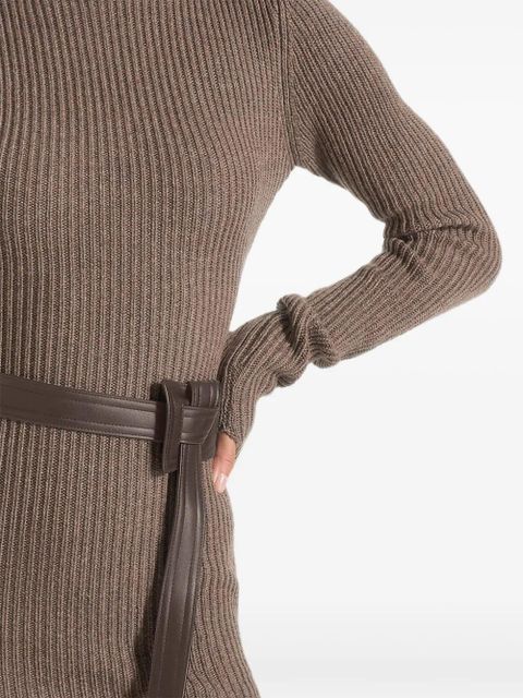Manière De Voir Kalia turtleneck belted knitted mini dress - Brown - zdjęcie produktu nr 2