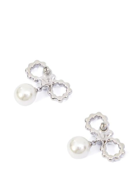 Self-Portrait white pearl bow earrings - Silver - zdjęcie produktu nr 2