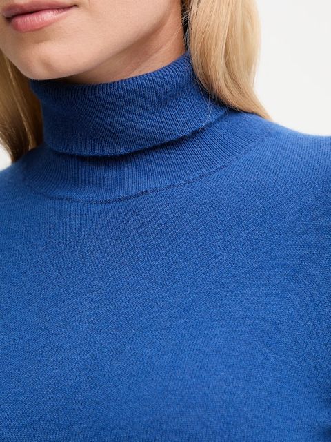 United Colors of Benetton sweter wełniany damski kolor niebieski z golfem 1002D2348