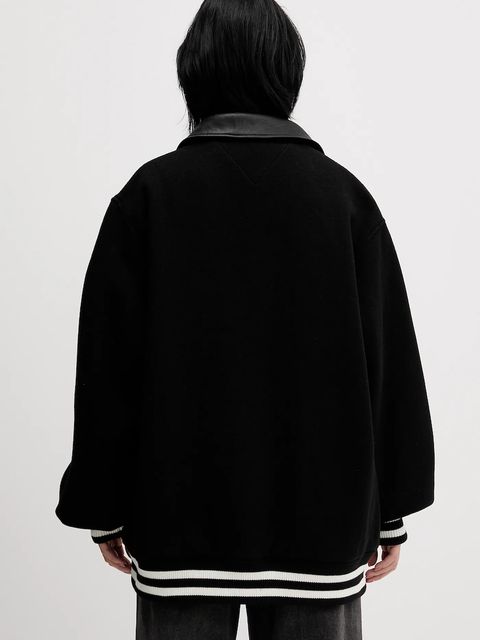 Tommy Jeans kurtka z dodatkiem wełny kolor czarny przejściowa DN0DN00093