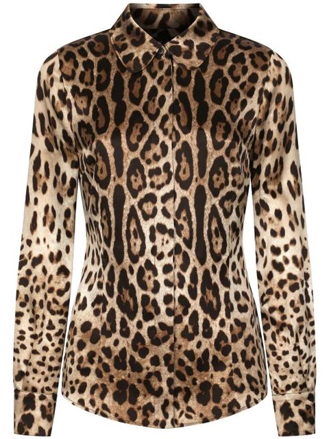 Dolce & Gabbana leopard-print silk shirt - Brown - zdjęcie produktu nr 1