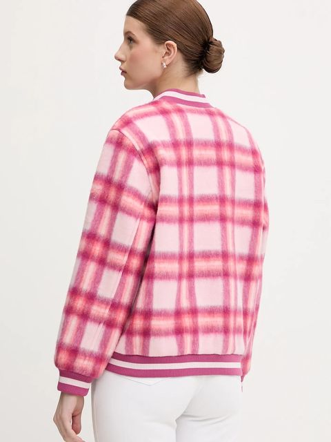 United Colors of Benetton kurtka bomber z dodatkiem wełny kolor różowy przejściowa 20G9DN08S - zdjęcie produktu nr 2