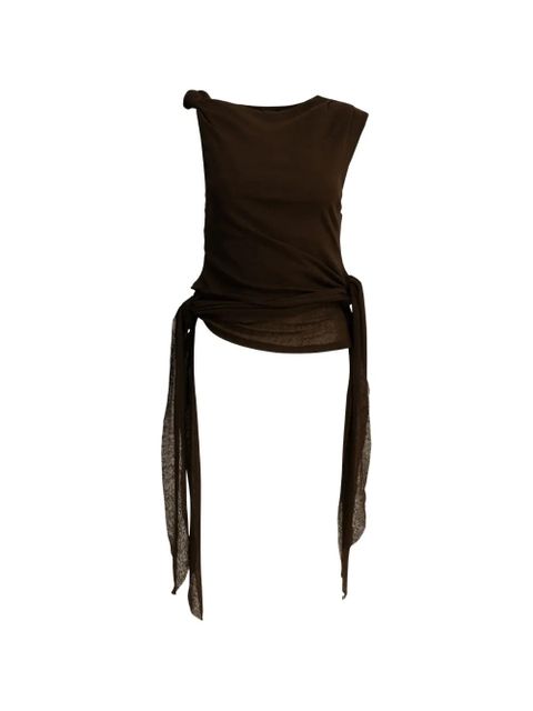 GANNI knot-detail side-tie tank top - Brown - zdjęcie produktu nr 1