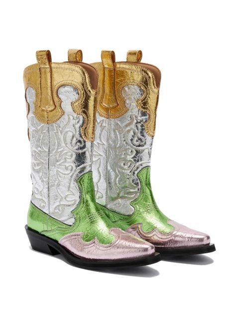GANNI metallic-finish boots - Silver - zdjęcie produktu nr 2