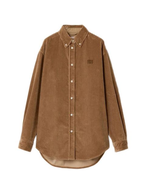 Miu Miu corduroy elbow patch shirt - Brown - zdjęcie produktu nr 1