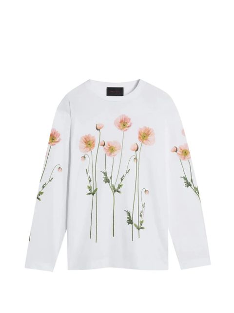 Simone Rocha Poppy field-print long-sleeve T-shirt - White - zdjęcie produktu nr 1