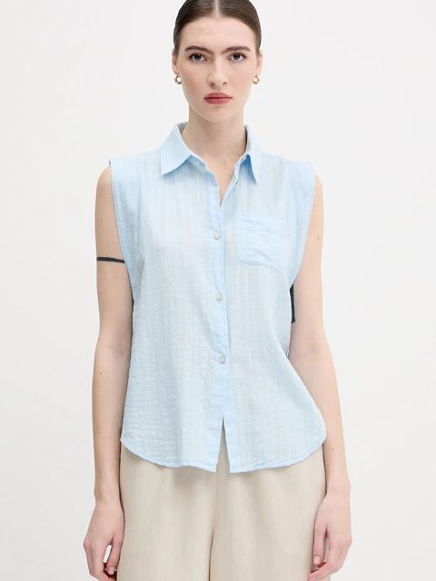 United Colors of Benetton koszula damska kolor niebieski regular z kołnierzykiem klasycznym 5ONVDQ0C1 - zdjęcie produktu nr 1