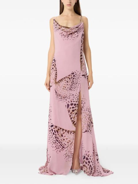 Blumarine butterfly-print maxi dress - Pink