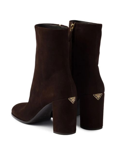 Prada 85mm suede block-heel boots - Brown