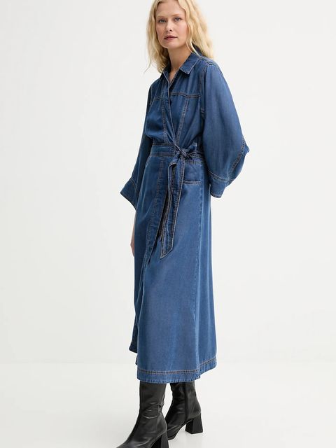 MUNTHE sukienka jeansowa PRESCOTT kolor niebieski midi rozkloszowana 252134025207 - zdjęcie produktu nr 2