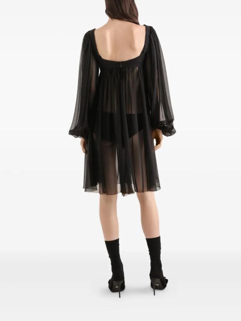 Dolce & Gabbana lace balloon-sleeve mini dress - Black