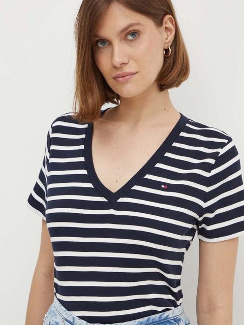 Tommy Hilfiger t-shirt bawełniany damski kolor granatowy WW0WW40584 - zdjęcie produktu nr 1