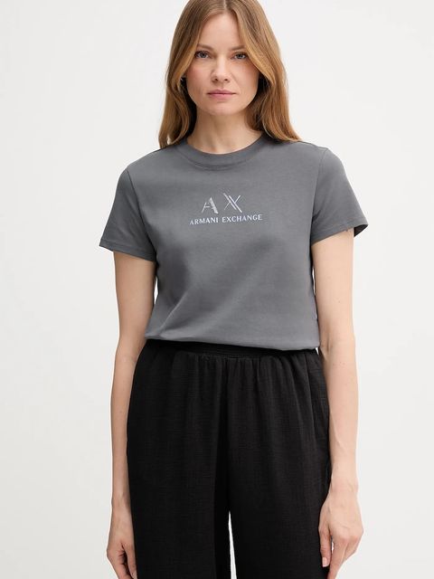 Armani Exchange t-shirt bawełniany damski kolor szary XW001345 AF16356 - zdjęcie produktu nr 1