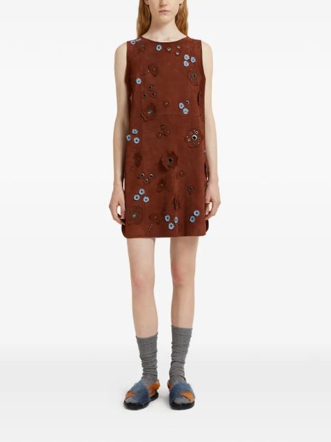 Marni daisy-appliqué studded mini dress - Brown - zdjęcie produktu nr 1