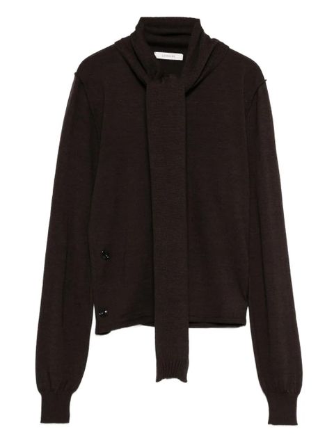 LEMAIRE tie-neck button-detail top - Brown - zdjęcie produktu nr 1