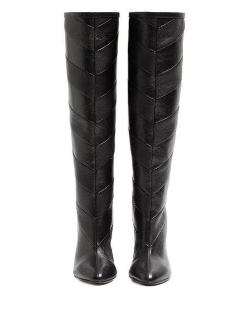 Valentino Garavani Rayons Nappa Boots with Chevron Pattern - Black
