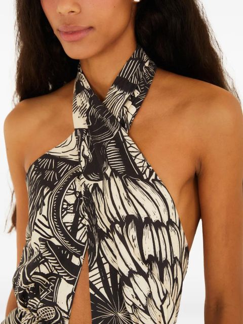 FARM Rio graphic-print embroidered dress - Black