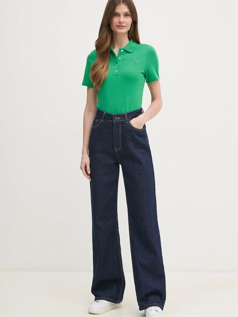 Tommy Hilfiger polo damski kolor zielony WW0WW43225