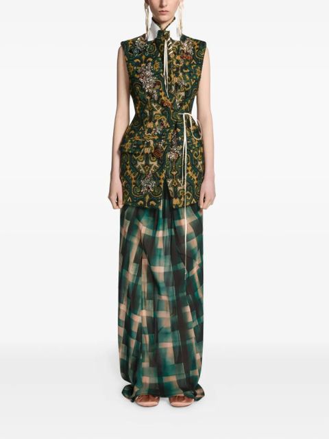 DRIES VAN NOTEN embellished sleeveless blazer - Green