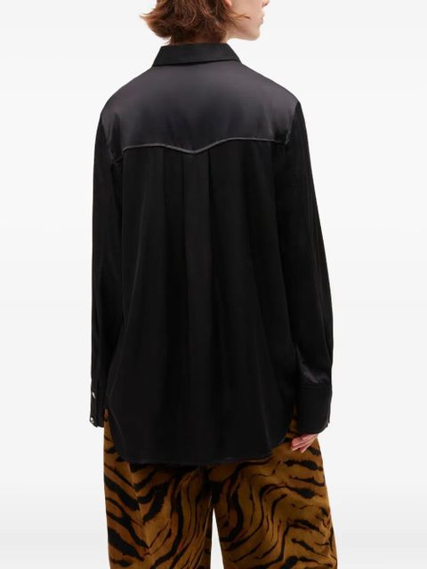 GANNI cape-detail satin shirt - Black